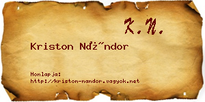 Kriston Nándor névjegykártya