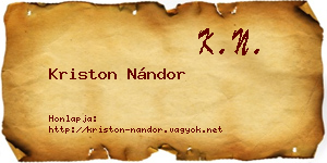 Kriston Nándor névjegykártya